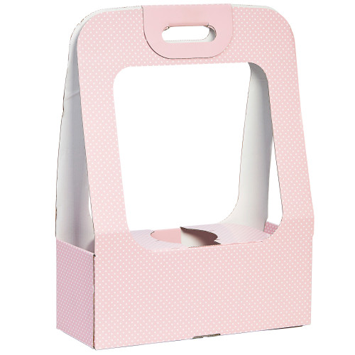 Pink Polka Dot Plant Carrier (Large)