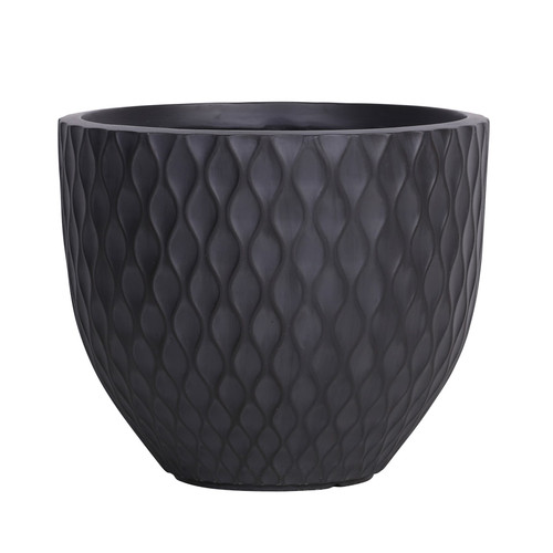 Set of 4 Hortus Outdoor Embossed Diamond Dark Grey Planters