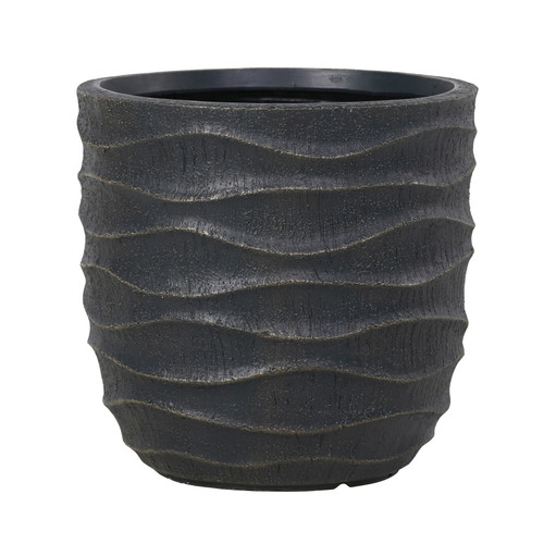 Set of 3 Hortus Outdoor Embossed Grey Wave Planters
