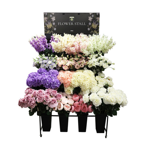 Black Metal Flower 16 Bucket Display Stand