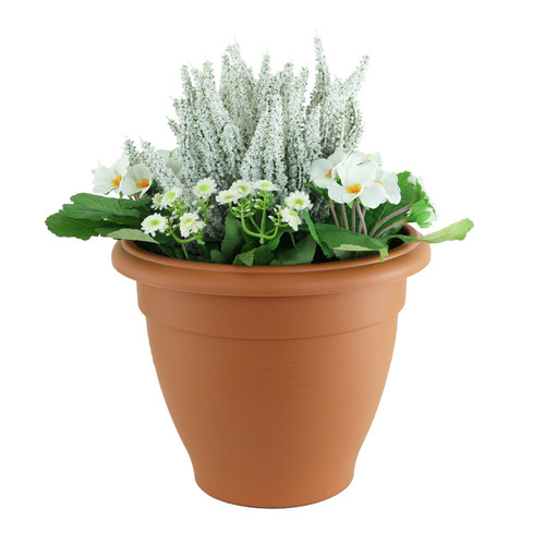 White Erica & Primrose Patio Planter