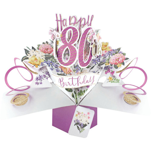 3D Pop Up Card by Second Nature - Happy 80th Birthday Card