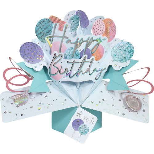 3D Pop Up Card by Second Nature - Happy Birthday Pastel Balloons