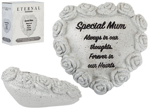 Grey Special Mum Memorial Heart & Rose Stone