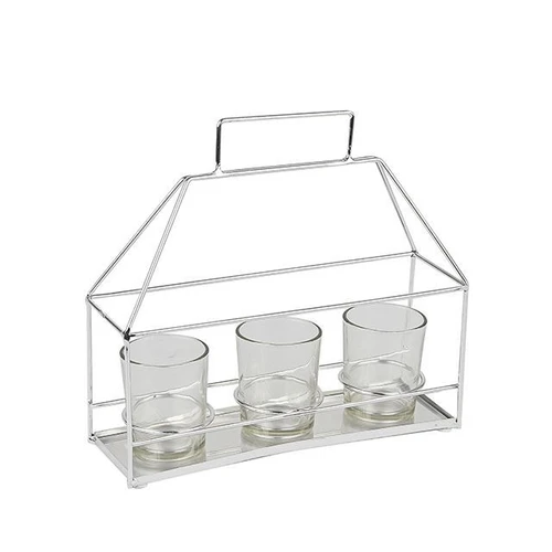 Silver Luna Metal Frame 3 Tealight Holder