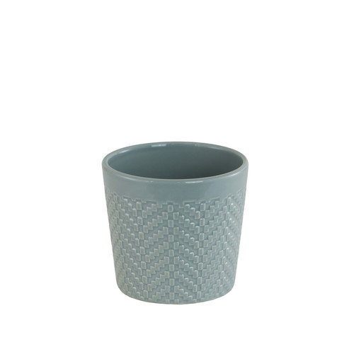 Grey Gloss Block Pattern Pot (10cm)