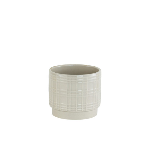 Beige Check Ceramic Pot (9cm)