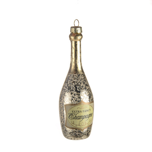 Glass Champagne Bottle Hanging Christmas Ornament