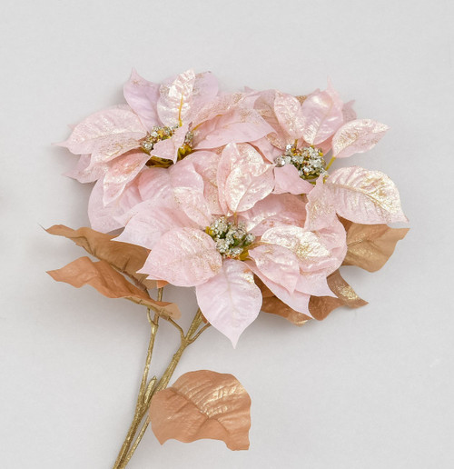 Pink Poinsettia 3 Headed Spray (88cm)