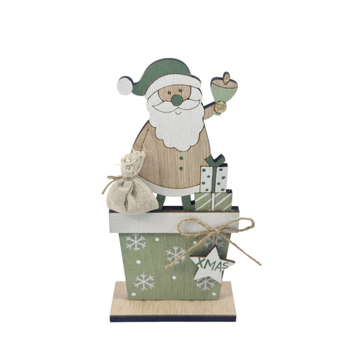 Sage Green Wooden Santa Chimney Ornament (18cm)