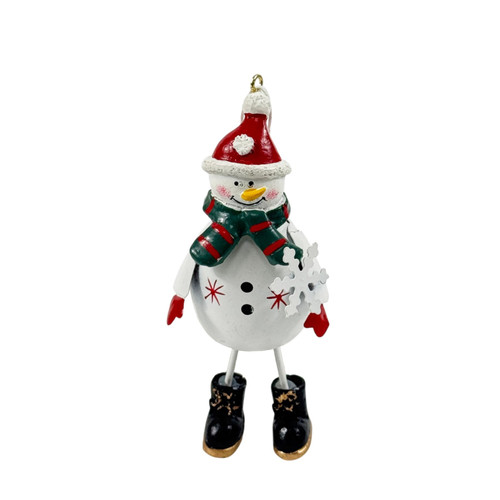 White Happy Snowman Hanging Decoration (12cm)