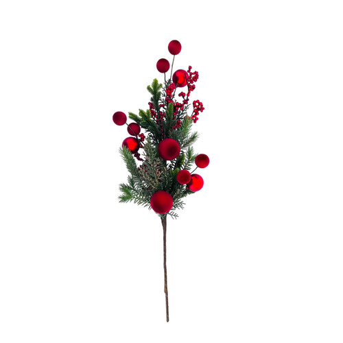 Pine Spray with Red Balls & Berries (65cm)
