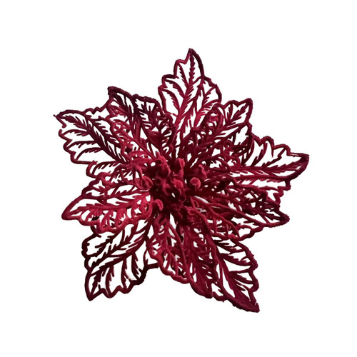 Burgundy Flocked Poinsettia (15cm)