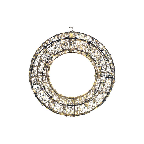 Wire Wreath with Warm White LED Flashing Lights (38cm)