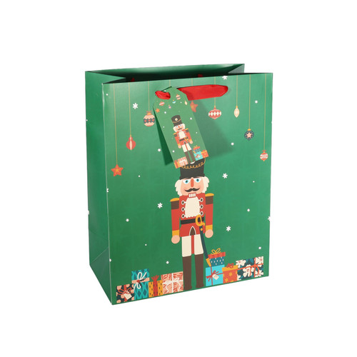 Christmas Nutcracker Large Gift Bag with Tag (33cm)