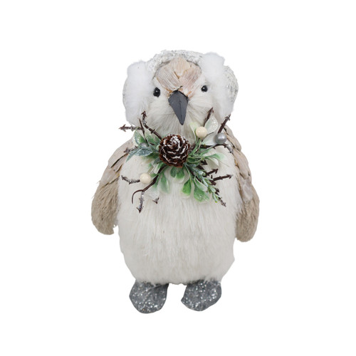 Grey Textured Standing Penguin with Earmuffs (21cm)