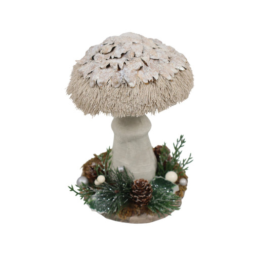 Grey Glittered & Textured Mushroom Decoration (20cm)