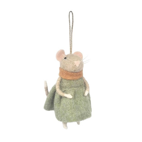 Felted Mouse with Long Dress Hanging Decoration (13cm)