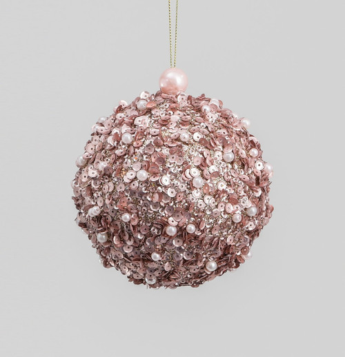 Dusky Rose Pink Sequin & Glitter Bauble (10mm)