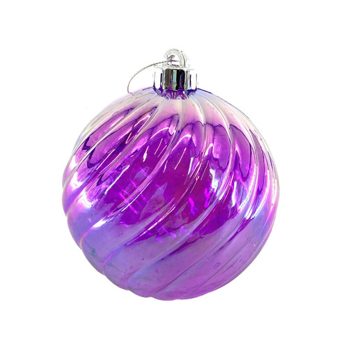 Iridescent Purple Swirly Bauble (12cm)