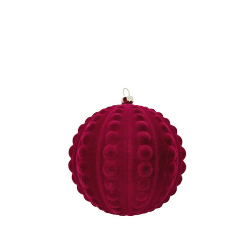 Burgundy Flocked Bobbly Bauble (10cm)