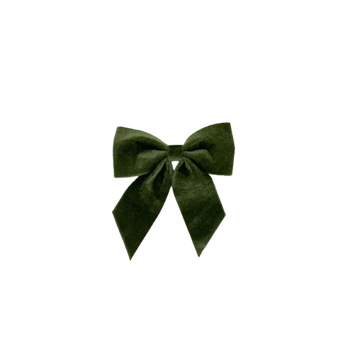 Green Velvet Bow on a Clip (16cm)