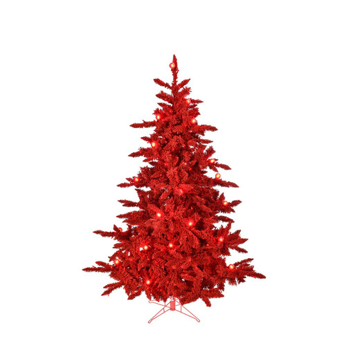 Red Moulin Rouge Flocked Christmas Tree (6ft)