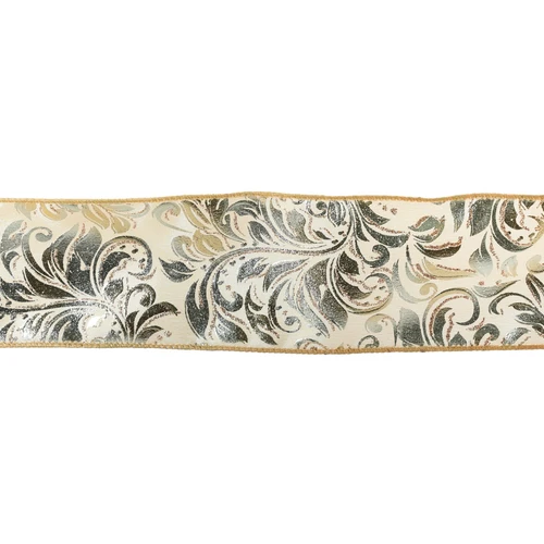 Double Wired Gold Leaf Satin Ribbon (2.5Inch)
