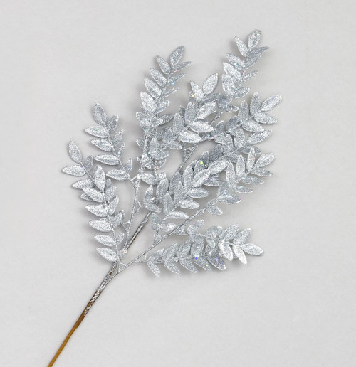 Silver Glitter Laurel Spray (66cm)