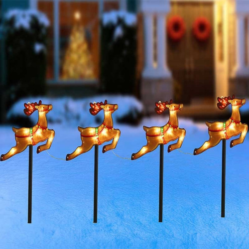 Festive Reindeer Stakes (Set of 4)