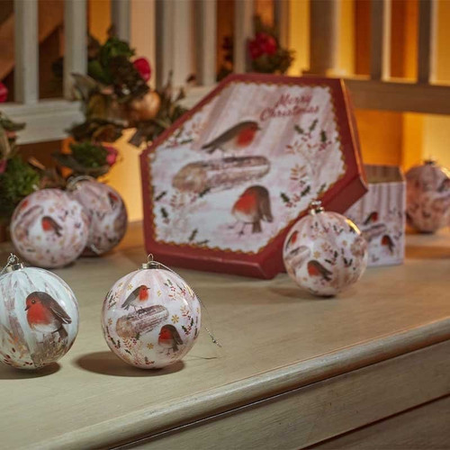 14 Vintage Robin Baubles (7.5cm)