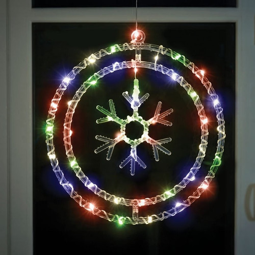 Multi Coloured Snowflake LED Rings (31.5cm)