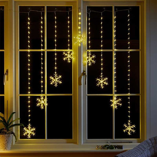 Warm White Snowflake Curtain Lights (1.2m x 1.2m)