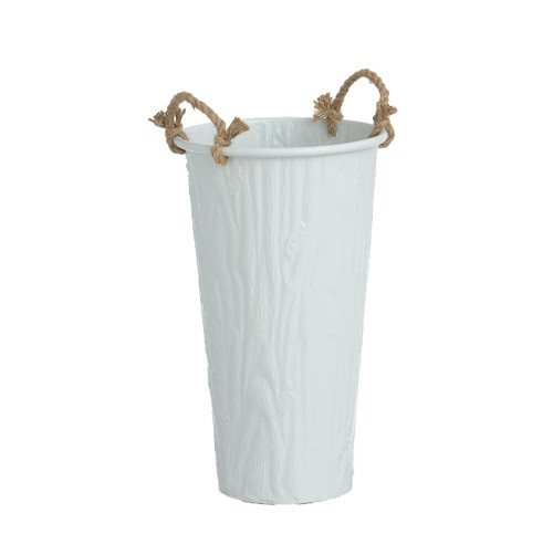 White Metal Flower Vase With Rope Handles (43cm)
