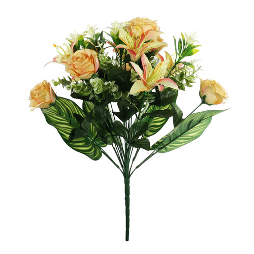 Yellow Pembroke Open Rose with Tiger Lily Mixed Bush