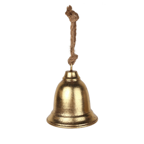 Gold Metal Hanging Bell on Rope (11.5cm)