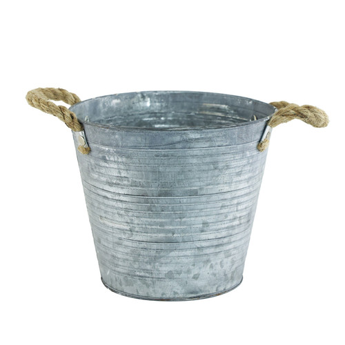 Zinc Bucket with Rope Handles