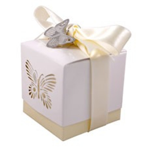 Ivory Butterfly Favour Box (x5)