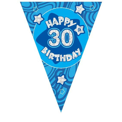 Blue Holographic 30th Birthday Banner Blue Holographic 30th Birthday Banner