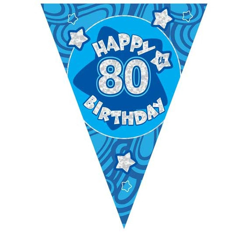 Blue Holographic 80th Birthday Banner Blue Holographic 80th Birthday Banner
