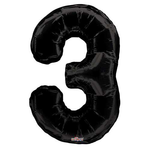Black Number 3 Balloon (34 inch)
