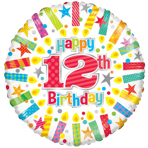 12th Birthday Radiant Candle Foil Balloon