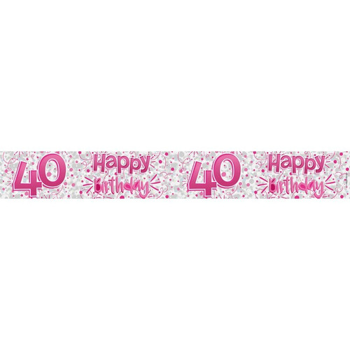 40th Pink Stars Birthday Banner  40th Pink Stars Birthday Banner