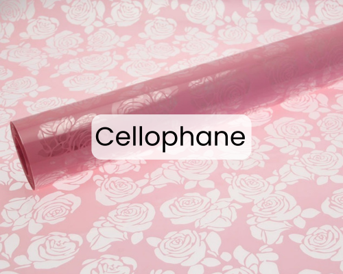Pink floral cellophane 