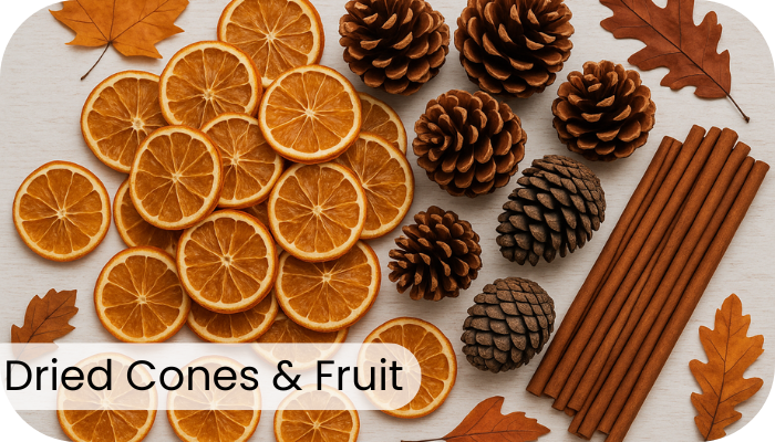 Pine cones and dried oranges 