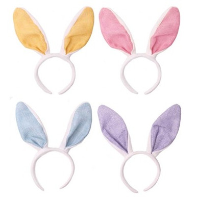 WILLBOND 12 Pcs Easter Plush Bunny Ears Headband Cute Rabbit Ear Hairbands Easter Bunny Ears For Easter Dress Up Theme Party Multicolor