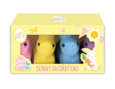 Pack of 4 Mini Flocked Bunny Decorations