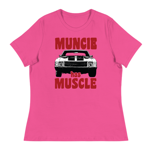 A mockup of the Muncie Has Muscle Chevelle Ladies Tee