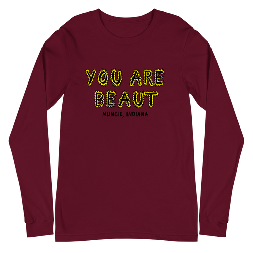 A mockup of the You are Beaut Graffiti Long Sleeve Tee