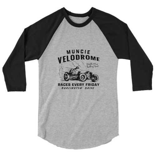 A mockup of the Velodrome Retro Racing Raglan 3/4 Sleeve
